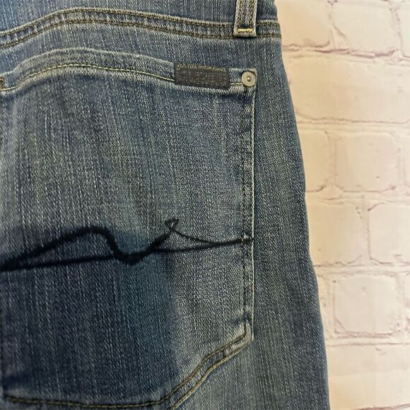 7 For All Mankind Straight Jeans Blue Size 30 Medium Wash - Picture 3 of 8